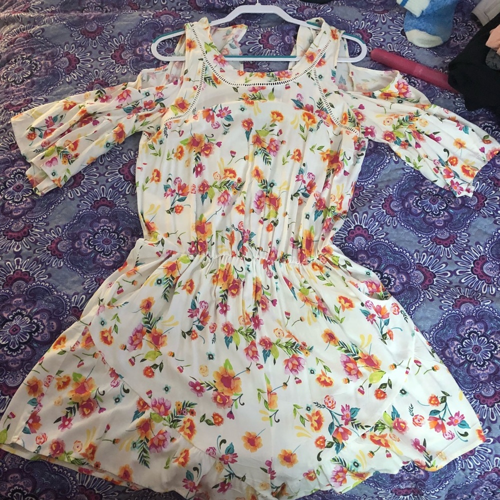 Torrid cold shoulder floral romper